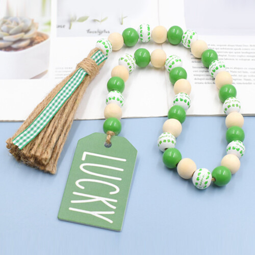 St Patricks Day Holzperlen Mit Quaste Wanddekoration 2