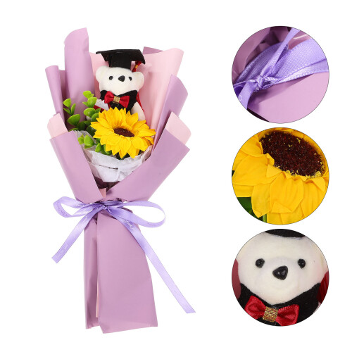 Abschlussbär Mit Blumengebinde Geschenk Und Fotoprop 2