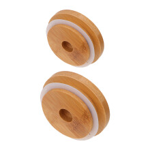 2Stk Praktische Bambus Weithals Deckel Mit Strohloch Bambus Deckel