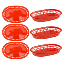 6 Stk. Hamburger Couchtisch Tablett Tabletts Rot