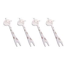 4Stk Fruchtgabeln Mit Giraffenmotiv Für Kinderparty