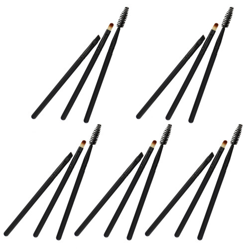 15Pcs Portable Makeup Brush Set Black Plastic Cosmetic Beauty Tools