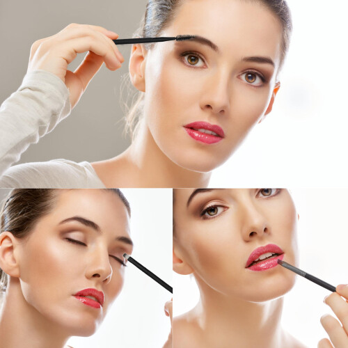 15Pcs Portable Makeup Brush Set Black Plastic Cosmetic Beauty Tools 2