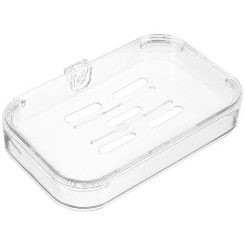 1Pc Translucent Soap Case With Drain Tray For Bathroom Kitchen 2