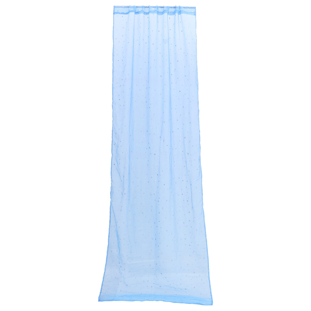 Sheer Curtains Star Pattern Window Tulle Voile Panels Blue Ohphcall
