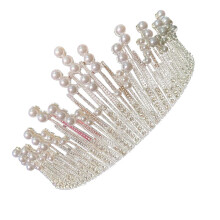 Accessoire Gâteau Couronne Argent Perles Strass Chic