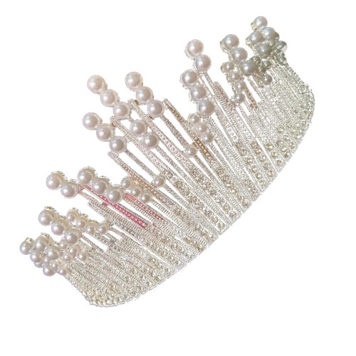 Accessoire Gâteau Couronne Argent Perles Strass Chic