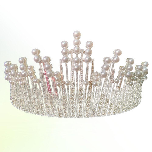 Accessoire Gâteau Couronne Argent Perles Strass Chic 2