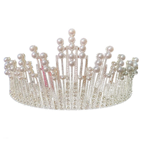 Accessoire Gâteau Couronne Argent Perles Strass Chic 1
