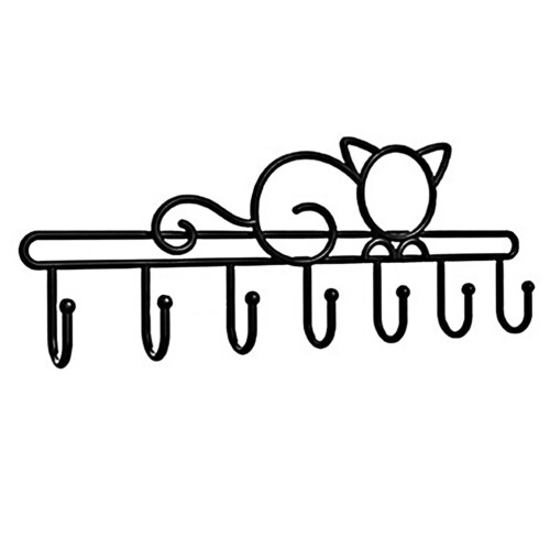 7 Haken Handtuchhalter Katzendesign Türablage