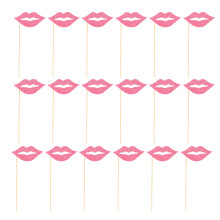 60 Lippen Fototassen Mit Holzstiel Für Party Hochzeit Selfie Pink