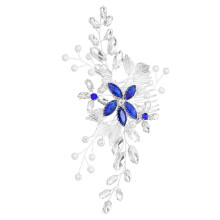Flower Design Haarkamm Mit Künstlicher Und Für Damen Blau