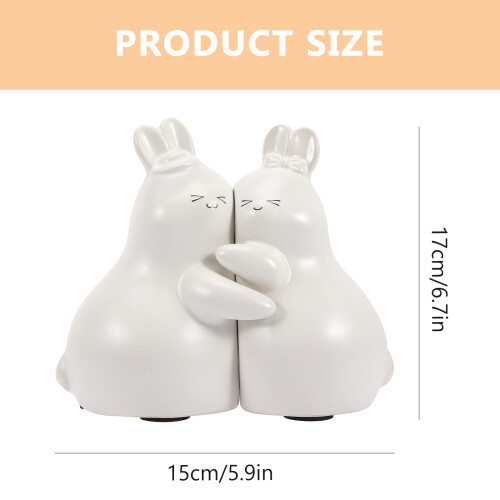 1 Paar Buchstützen Hase Keramik Figur Desktop 1