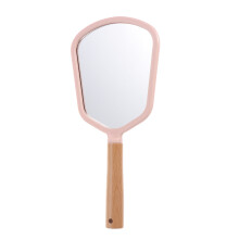 1 Tragbarer Handheld Make-up Spiegel Aus Massivem Holz
