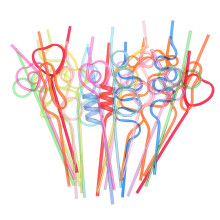 24Pcs Recyclable Drinking Curly Design for Parties