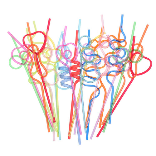 24Pcs Recyclable Drinking Curly Design for Parties