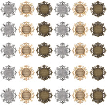 30St Sieraden Legierung Bezel Trays Voor Halsketting
