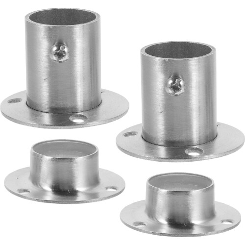 8Pièces Support Poteau Douche Acier Argent Anti-Chute DIY 2
