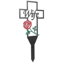 metal kruis grasmaal herdenking tuin cemeterium decor voor vrouw