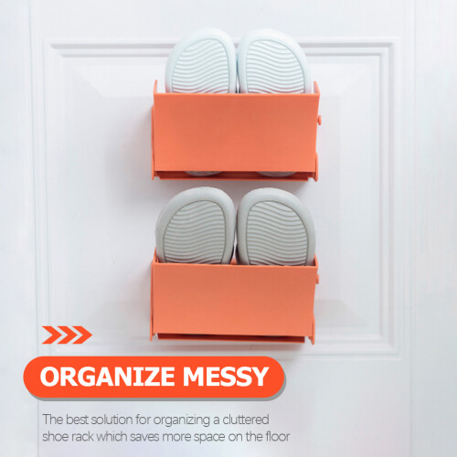 Orange Hanging Shoe Rack PP Material Wall Shoe Storage for Home 2
