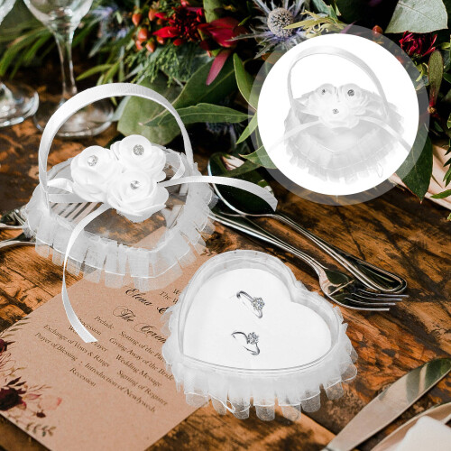 Wedding Ring Pillow Herzförmig Spitze Mit Griff 2