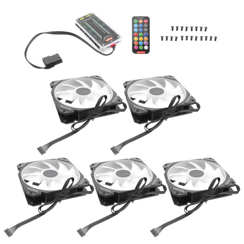 1Set 5Stk 12Cm RGB LED PC Lüfter Mit Controller