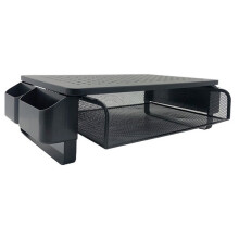 Screen Elevated Shelf Mesh Panel Monitor Riser With Drawer