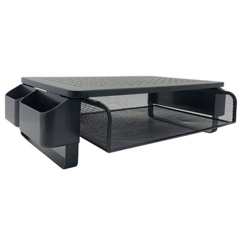 Screen Elevated Shelf Mesh Panel Monitor Riser With Drawer