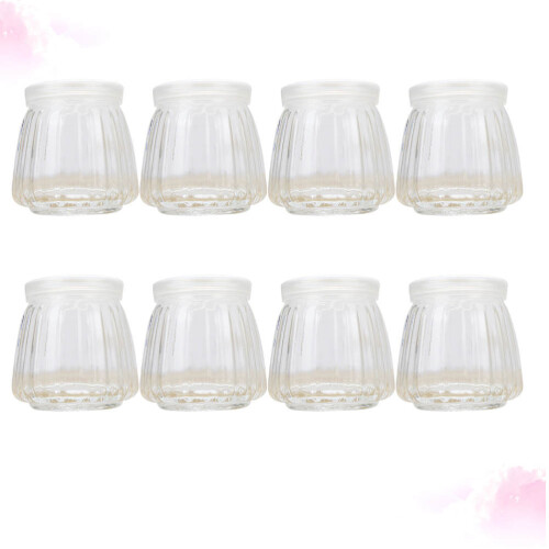 8Stk Vertikal Gestreifte Puddingflaschen 130Ml Mit Deckel