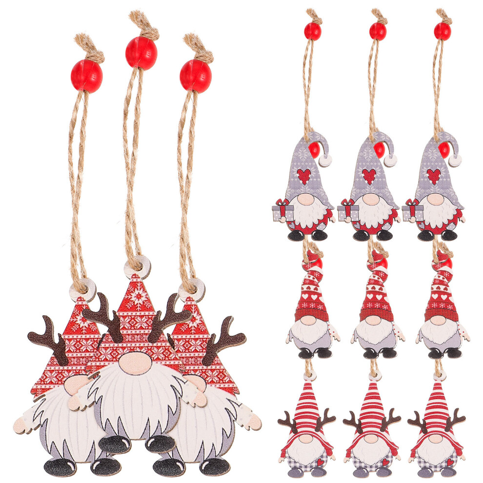 24 Sztuki WisząCe Ozdoby Z Drewnianych GnomóW Na Choinkę-image