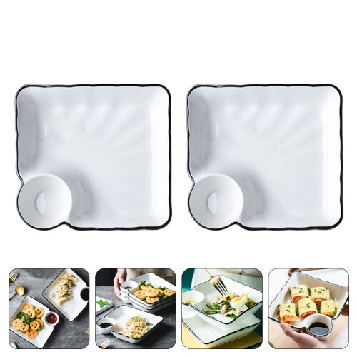 2Stk. Knödelplatte Sushi-Dip-Platte Keramik 2