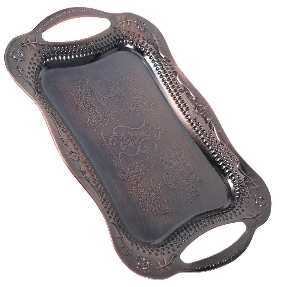 Srebrny Talerz Z Nierdzewnej Stali ProstokąTny Z Uchwytami-image