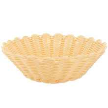 1Pc Khaki Plastic Rattan Woven Basket for Fruit Snacks Storage