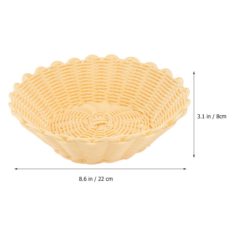 1Pc Khaki Plastic Rattan Woven Basket for Fruit Snacks Storage 1