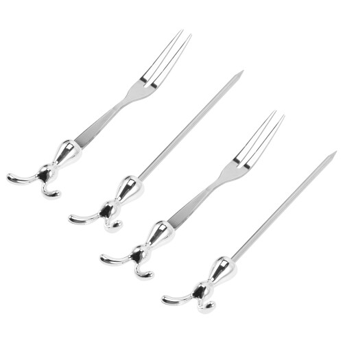 4Stück Gabel Obstspieß Set Hasenförmiger Für Kinder 2