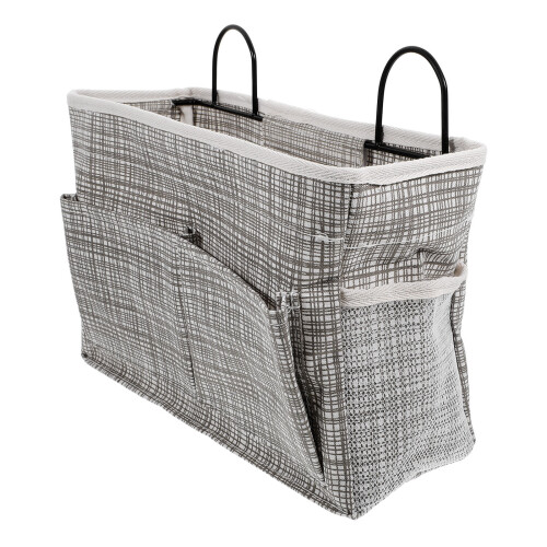 Bedside Storage Basket Metal Hanging Shelf Grey