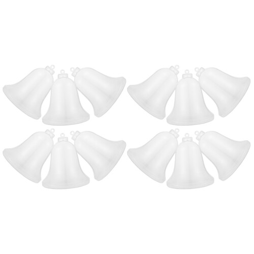 12Pcs Clear Plastic Fillable Bell Shape Balls White DIY Ornament Decor