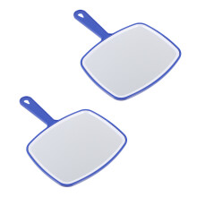 2Stk Kunststoffgriff Schminkspiegel Kosmetikspiegel Handspiegel Blau