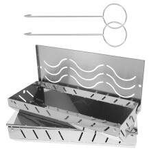 2 stück edelstahl räucherboxen mit deckel für gas- und holzkohlegrill