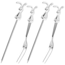 4Stück Gabel Obstspieß Set Hasenförmiger Für Kinder