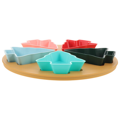 1Set Festive Tree Shaped Platter Plastic Divided Candy Fruit Tray
