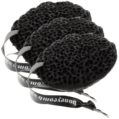 3Pcs Black Hydrophilic Polyurethane Bathing Sponge Body Scrubbers