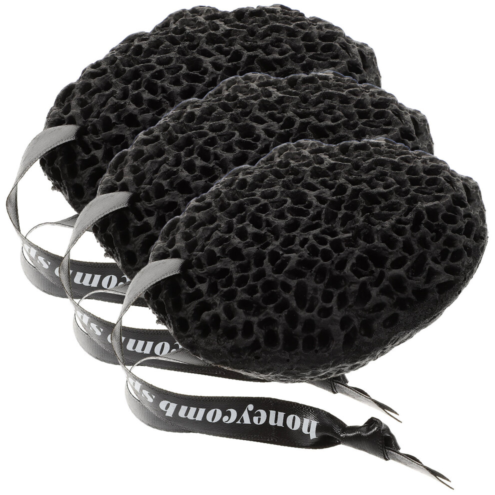 Artibetter Black 3Pcs Hydrophilic Polyurethane Bathing Sponge Body Scrubbers