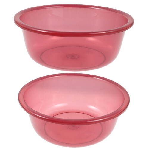 2Pcs Rosy Plastic Wash Basins Sturdy Face Cleansing and Storage Use