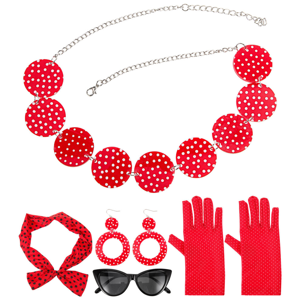 Set Vrouwen 50S Kostuumaccessoires Haarband Bril Halsketting Oorbellen-image