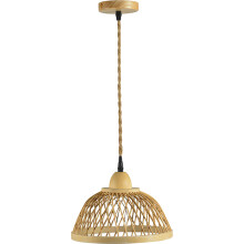 Modern Wooden Pendant Light with Bamboo Shade for Kitchen