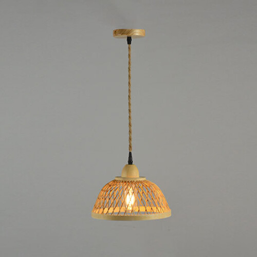 Modern Wooden Pendant Light with Bamboo Shade for Kitchen 2