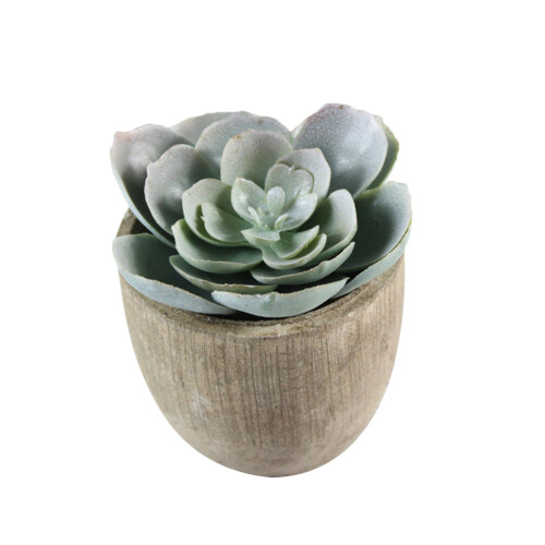 2Pcs Faux Succulent Artificial Plants With Gray Pots (030)