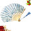 2 Sommerfächer Japanisch Stil Mit Bambusgriff Blau 9