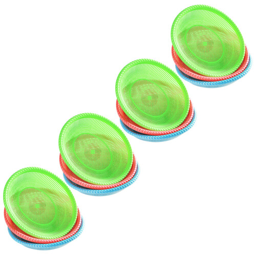 12Pcs Reusable Fast Food Baskets Round Storage Plates